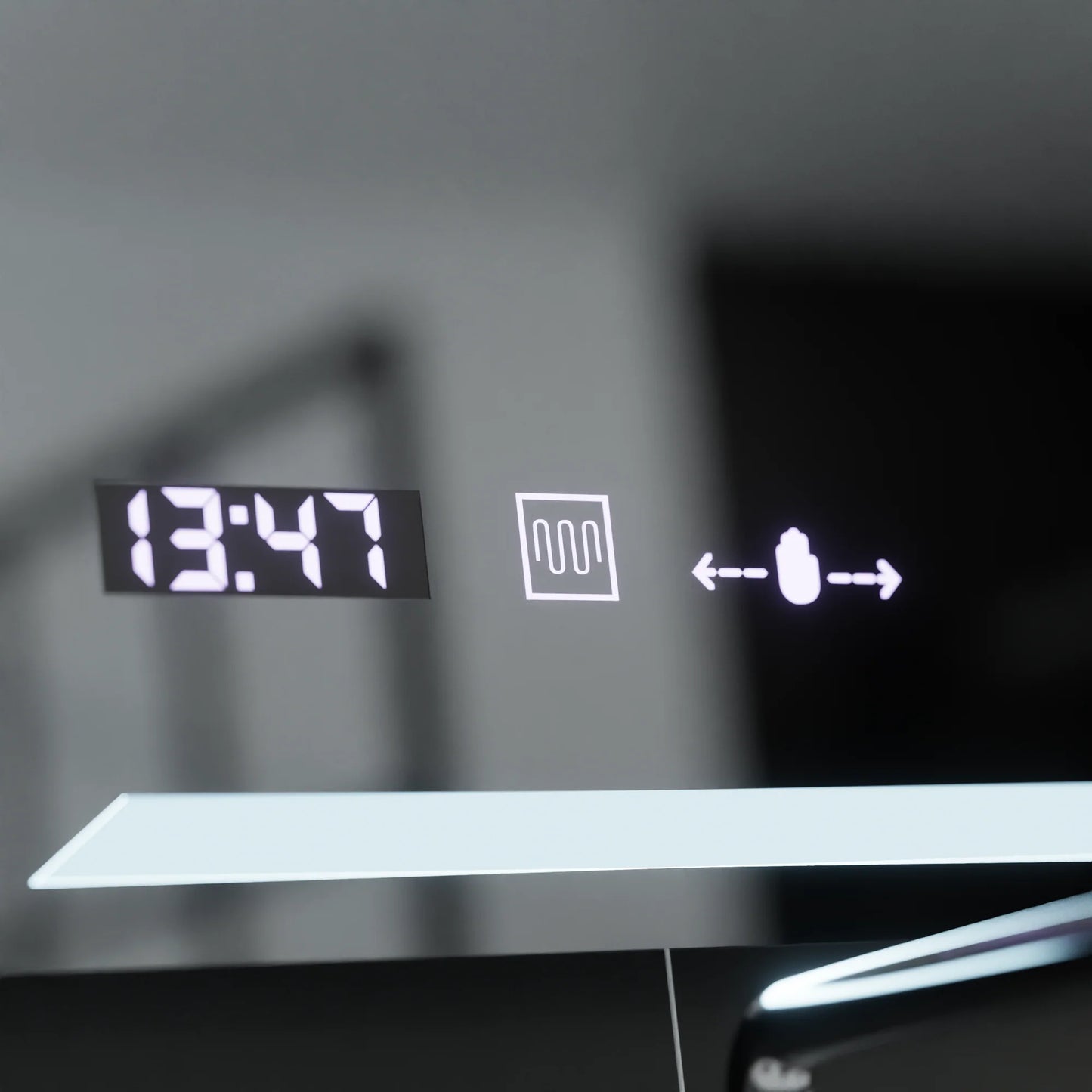 Oglinda LED Rectangulara, 60x80cm, Rayonnement MotionGlow Marcello, Sistem Dezaburire, Ceas & Termometru, Dimabila