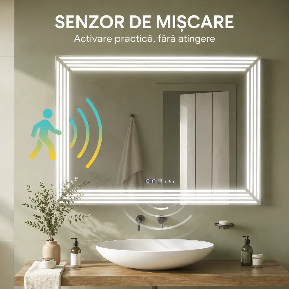 Oglindă LED Venezia – senzor MotionGlow