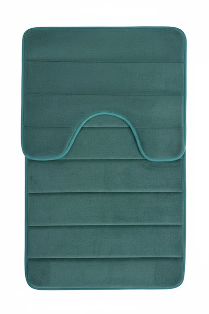Covorase de Baie, 80x50 cm / 50x40 cm, Verde, Antiderapant, Absorbant, Set 2 bucati
