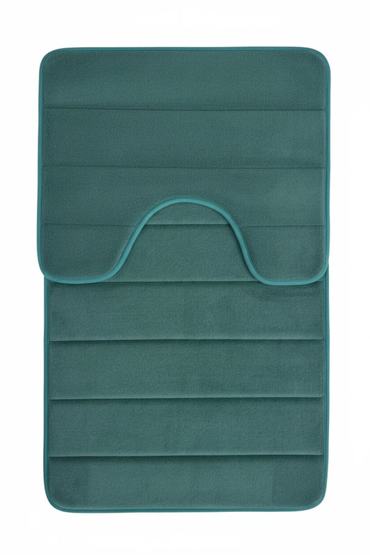 Covorase de Baie, 80x50 cm / 50x40 cm, Verde, Antiderapant, Absorbant, Set 2 bucati