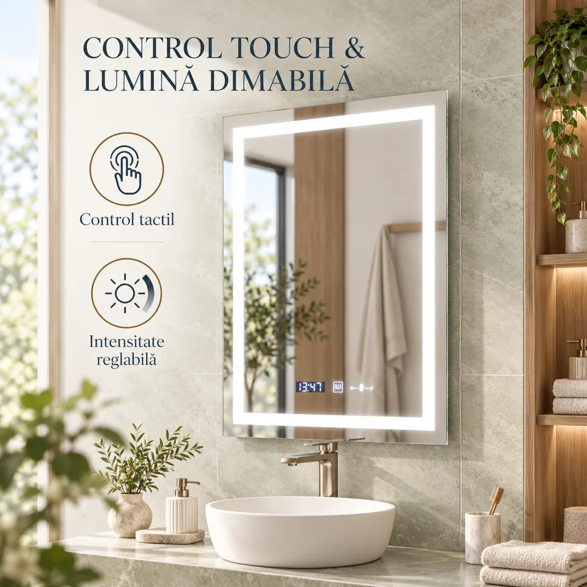 Verite 75x90 control touch si lumina dimabila