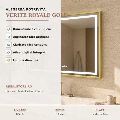 Oglinda LED Verite Royale Gold - beneficii principale