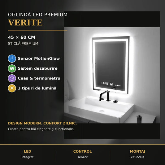 Oglindă LED Verite 45x60 cm – prezentare premium