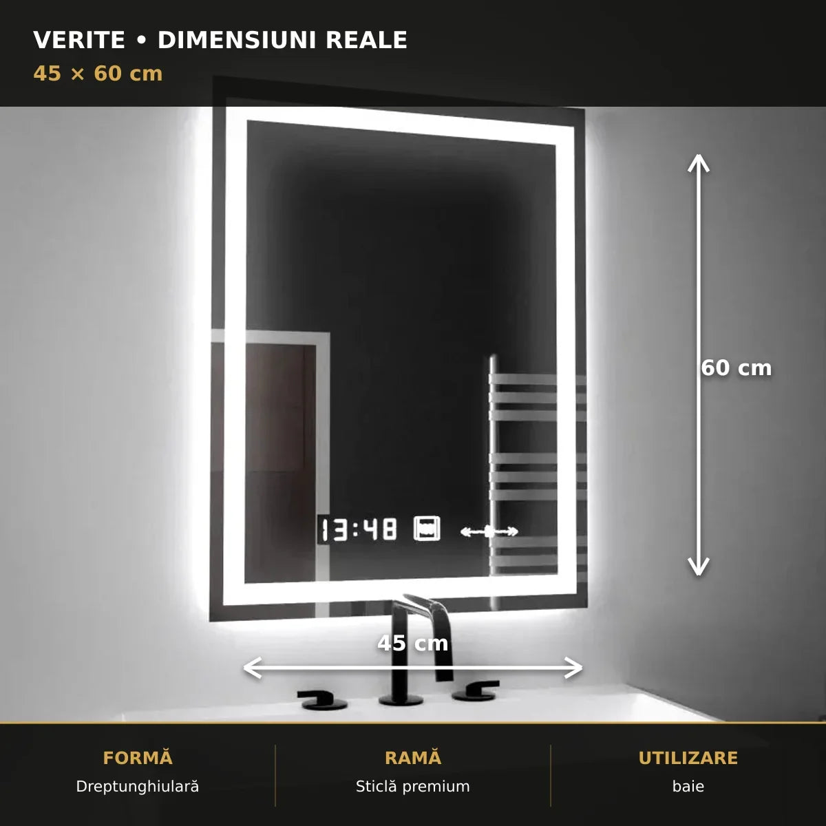 Oglindă LED Verite 45x60 cm – dimensiuni