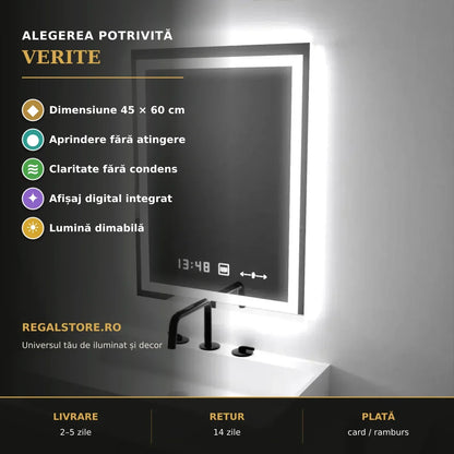 Oglindă LED Verite 45x60 cm – beneficii