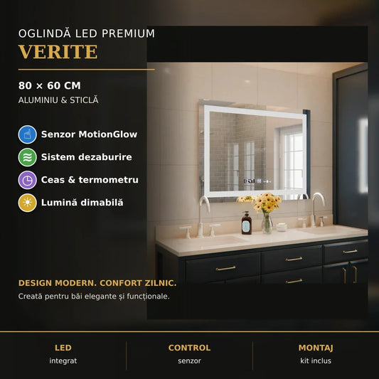 Oglindă LED Verite 80x60 cm – prezentare premium