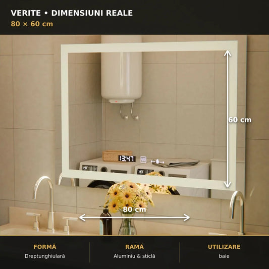 Oglindă LED Verite 80x60 cm – dimensiuni