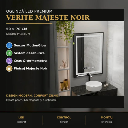Oglindă LED Verite Majeste Noir 50x70 cm – prezentare premium