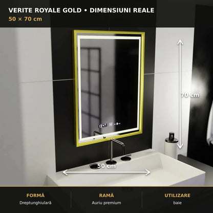 Oglindă LED Verite Royale Gold 50x70 cm – dimensiuni