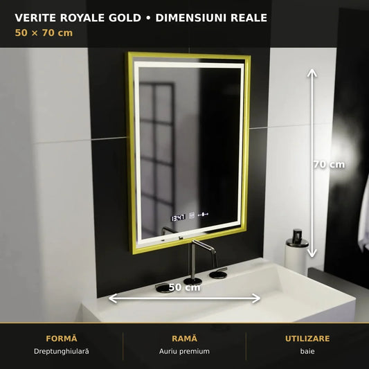 Oglindă LED Verite Royale Gold 50x70 cm – dimensiuni