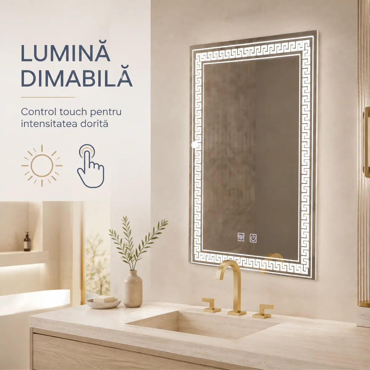 Oglindă LED Vivido – lumină dimabilă și touch