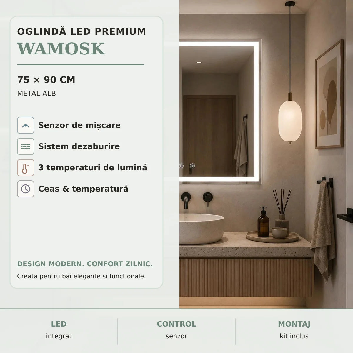 Oglinda LED WAMOSK 75x90 cm - imagine principala