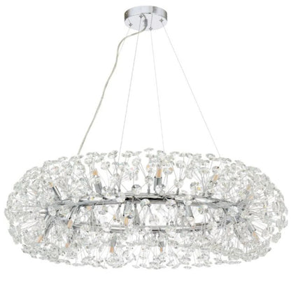 Candelabru Cristal MINUET 12x G9, Diametru 60cm, Crom Lucios, Inaltime Reglabila