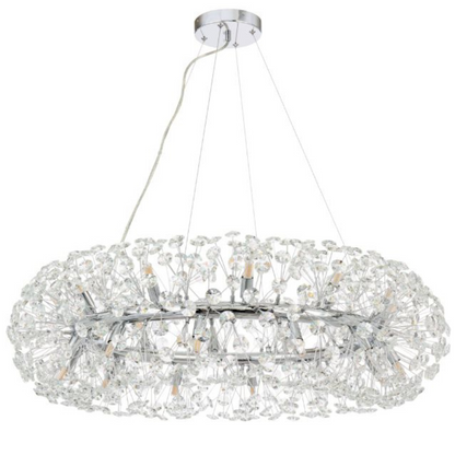 Candelabru Cristal MINUET 12x G9, Diametru 60cm, Crom Lucios, Inaltime Reglabila