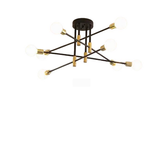 Lustra Modernist Hexa 8 Duo, 8x E27, Negru si Auriu, Design Modern