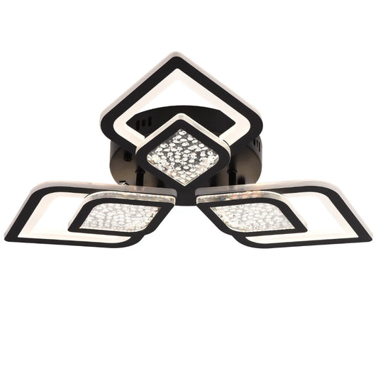 Lustra LED cu telecomanda Lorenzo, 62W, 3 Petale, lumina Rece/Calda/Neutra, Dimabila, Negru
