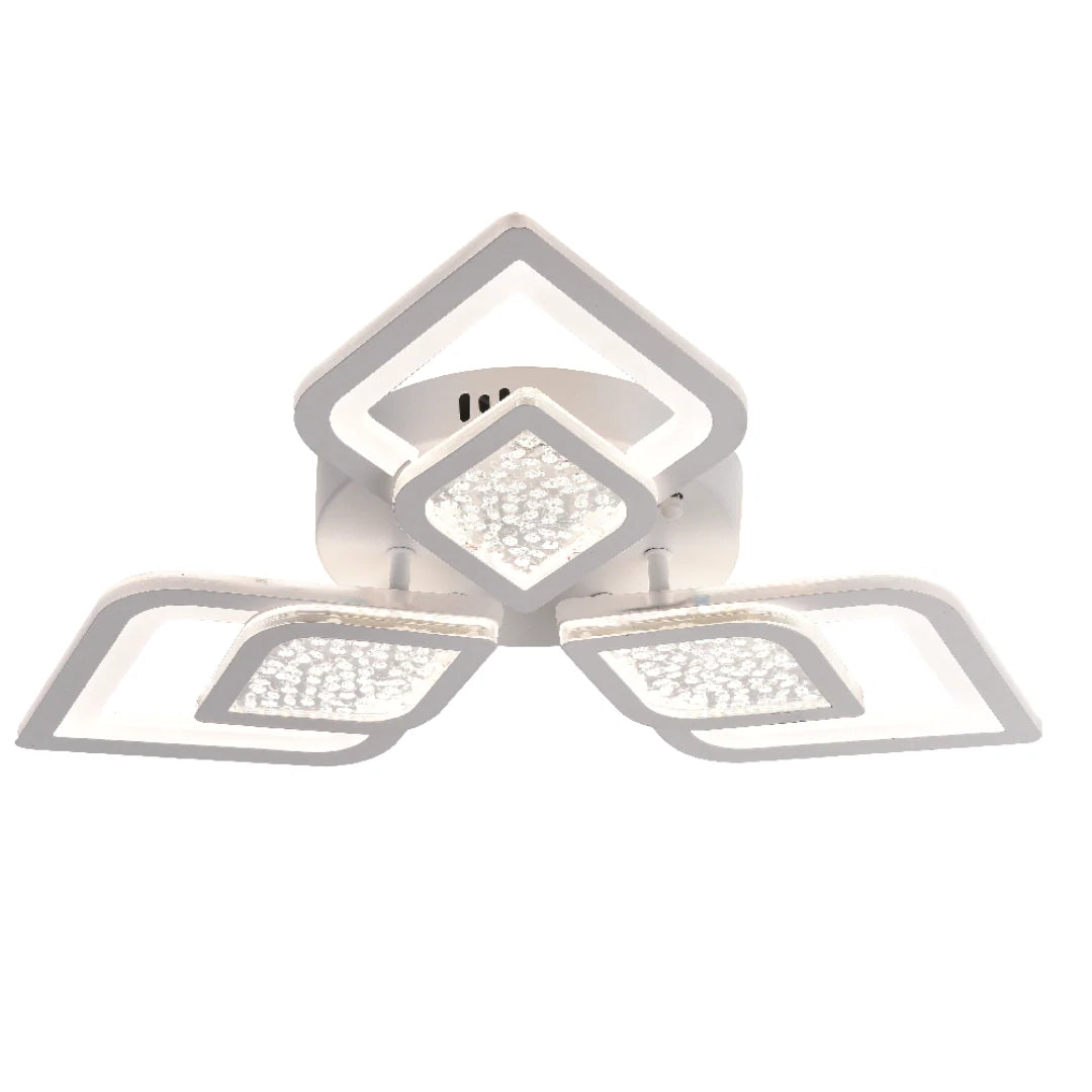 Lustra LED cu telecomanda DALIA 64W, 3 Petale, lumina Rece/Calda/Neutra, Dimabila, Alb