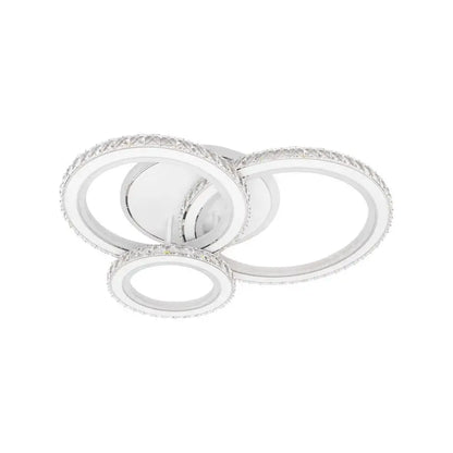 Lustra LED NOVA Rotonda cu Cristale, 3 Surse de Lumina, RGB, cu Telecomanda, 103W, Alb & Inox