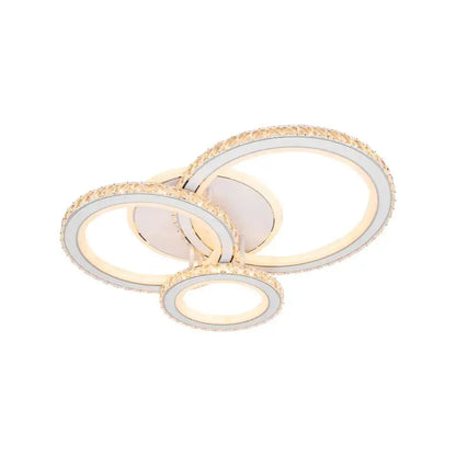 Lustra LED NOVA Rotonda cu Cristale, 3 Surse de Lumina, RGB, cu Telecomanda, 103W, Alb & Inox