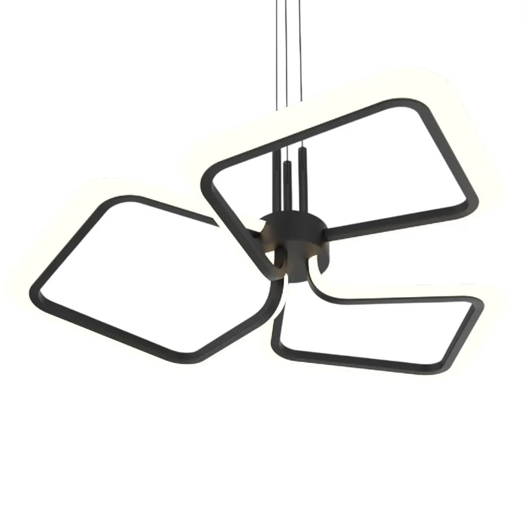 Lustra LED suspendata cu Telecomanda RIMINI 51W, 3 Patrate, lumina Rece/Calda/Neutra, Dimabila, Negru