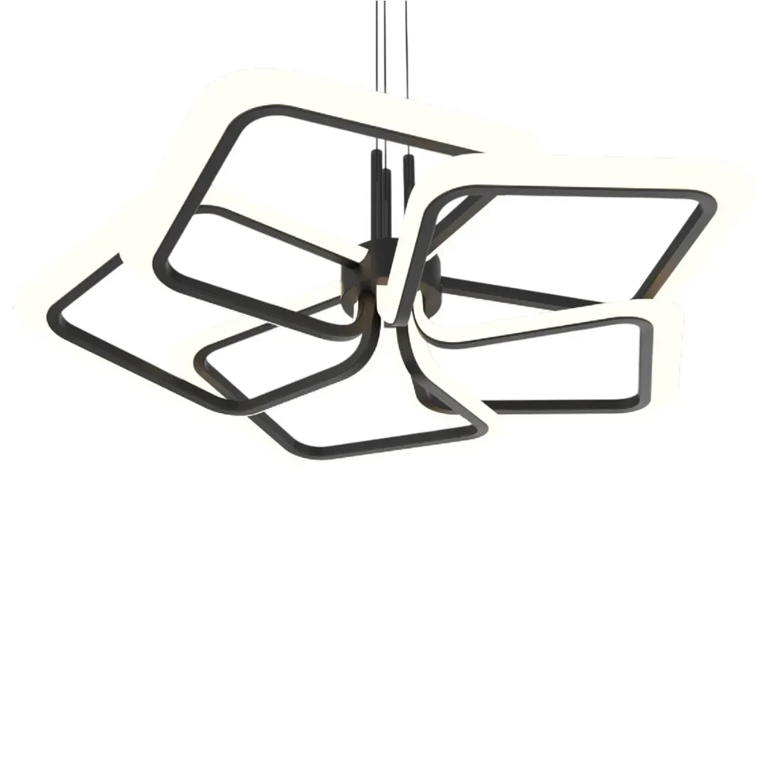 Lustra LED suspendata cu Telecomanda RIMINI 85W, 5 Patrate, lumina Rece/Calda/Neutra, Dimabila, Negru