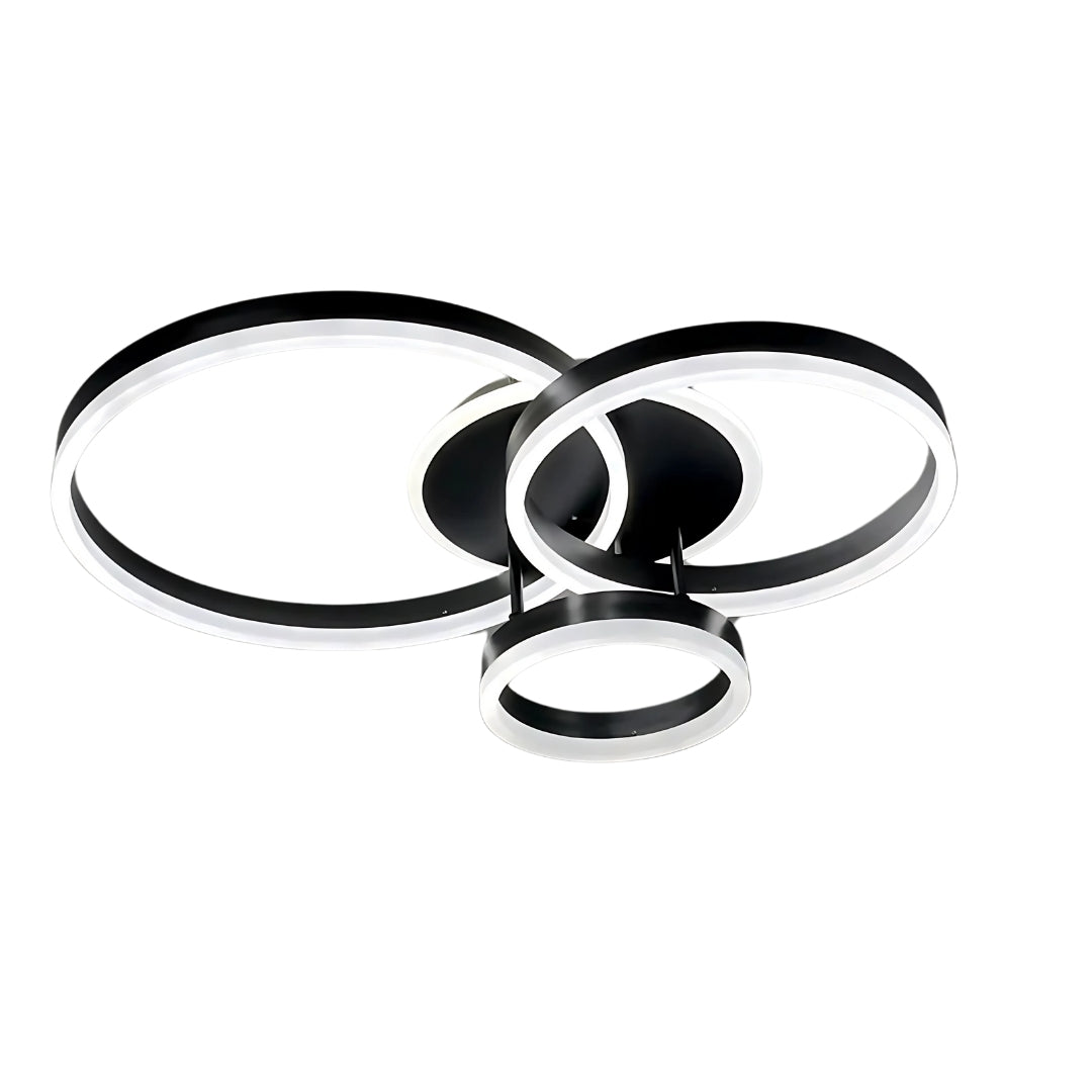 Lustra LED cu telecomanda RIGA LILITH, 94W, 3 Cercuri, lumina Rece/Calda/Neutra, Dimabila, Negru