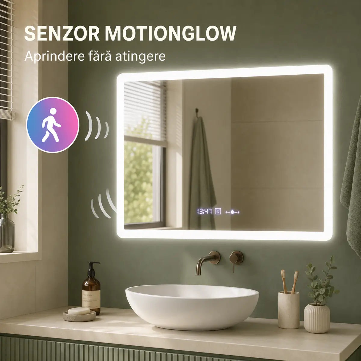 Oglindă LED Zampa – senzor MotionGlow